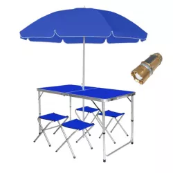 Комплект для кемпинга и пикника 3в1 раскладной стол со стульями Easy Campi Синий SB-9688Solar - Robinzon.ua