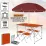 Раскладной стол 120см для пикника с 4 стульями и зонтом 1.8 м Easy Campi в чемодане Оранжевый - 2 - Robinzon.ua