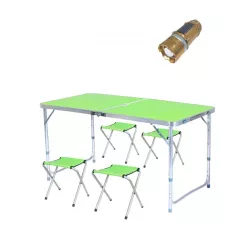 Набор туристический раскладной стол со стульями Easy Camp в чемодане Зеленый + фонарь SB-9688Solar - Robinzon.ua