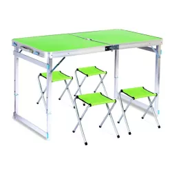Раскладной туристический стол Easy Campi усиленный для пикника и 4 стула набор в чемодане Зеленый + Надувной гамак-шезлонг Зеленый - Robinzon.ua