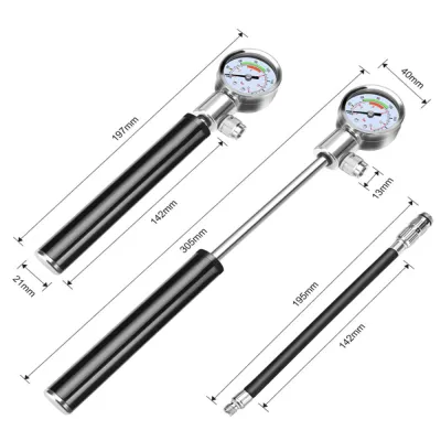 Портативний велосипедний насос високого тиску з манометром Feel Fit QT-020 Чорний - 2 - Robinzon.ua