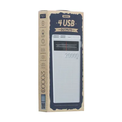УМБ Power Bank Remax RPP-102 Lesu Series 2.4А Micro-usb 20000mAh Белый - 1 - Robinzon.ua