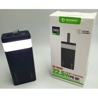 Повербанк turbo з LED ліхтариком Maxmate зі швидкою зарядкою 30000mAh USB/MicroUSB/Type-C MMP30KP 22.5W Чорний - 5 - Robinzon.ua
