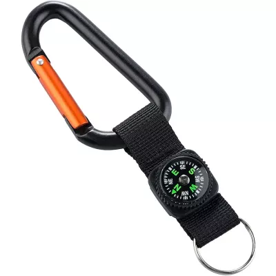 Munkees 3228 карабин 8 mm with strap, compass, keyring black - Robinzon.ua