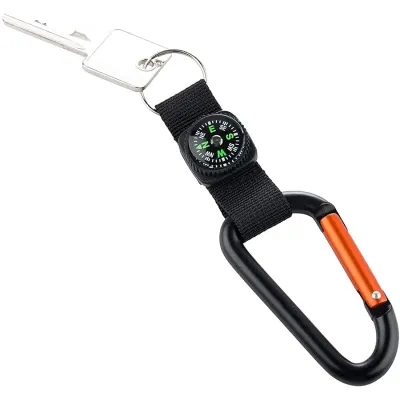 Munkees 3228 карабін 8 mm with strap, compass, keyring black - 1 - Robinzon.ua