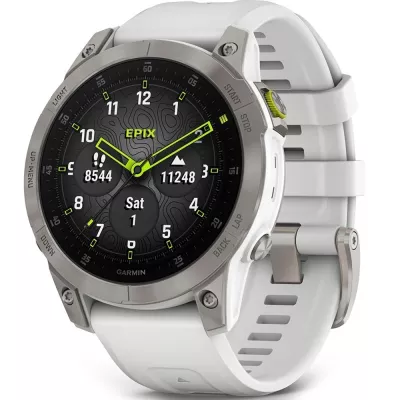 Спортивний годинник Garmin Epix Gen 2 Sapphire White Titanium з силіконовим ремінцем 010-02582-21 - Robinzon.ua