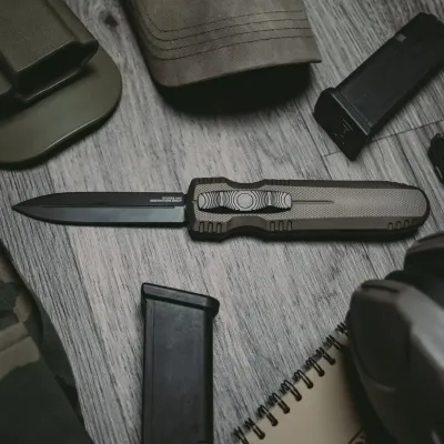 Розкладний ніж SOG Pentagon OTF, Flat Dark Earth (SOG 15-61-02-57) - 6 - Robinzon.ua