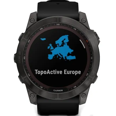Спортивные часы Garmin Fenix 7X Sapphire Solar Carbon Gray DLC Titanium с силиконовым ремешком 010-02541-11 - 1 - Robinzon.ua