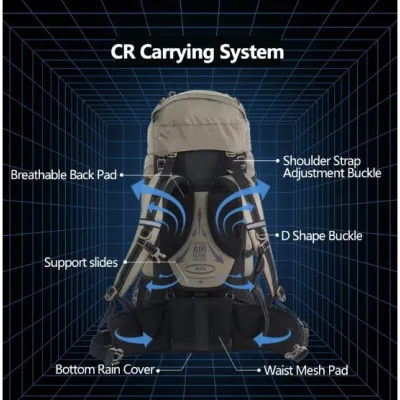 Рюкзак туристический Naturehike 70 + 5 л светло-коричневый NH70B070-B. - 1 - Robinzon.ua