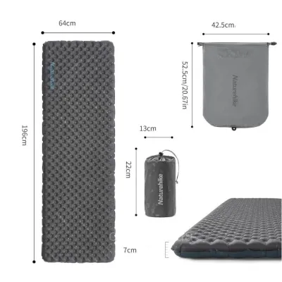 Надувний килимок Naturehike R Value: 3,5, розмір 196 х 64 см колір чорний CNH22DZ018 - 4 - Robinzon.ua