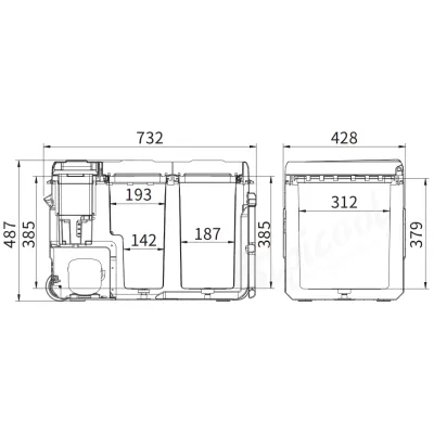 Компрессорный автохолодильник Alpicool WD45 (LG Compressor). Двухкамерный. До -20℃. Питание - 12, 24, 220 вольт - 4 - Robinzon.ua