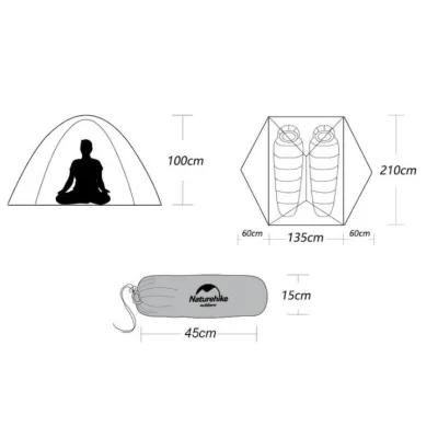 Двомісний намет Naturehike Mongar 2 сірий NH17T007-M - 4 - Robinzon.ua