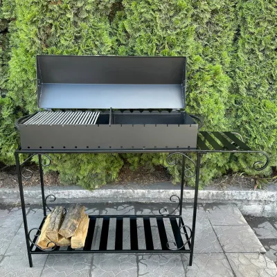 Мангал-барбекю Mzavod Гефест на 15 шампурів 3мм на дровниці - 4 Мангал-барбекю Mzavod Гефест на 15 шампурів 3мм на дровниці - 4 - Robinzon.ua