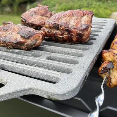 Універсальна чавунна Решітка-гриль Mzavod з ручками 420х300мм - 3 Універсальна чавунна Решітка-гриль Mzavod з ручками 420х300мм - 3 - Robinzon.ua