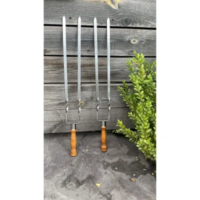 Подвійний шампур Mzavod з дерев'яною ручкою 630х12х3мм двокольоровий - 4 Подвійний шампур Mzavod з дерев'яною ручкою 630х12х3мм двокольоровий - 4 - Robinzon.ua