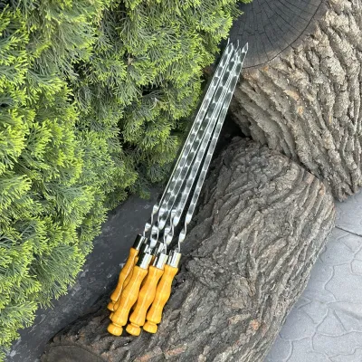 Шампур Mzavod з дерев'яною ручкою 630х12х3мм світлий - 3 Шампур Mzavod з дерев'яною ручкою 630х12х3мм світлий - 3 - Robinzon.ua