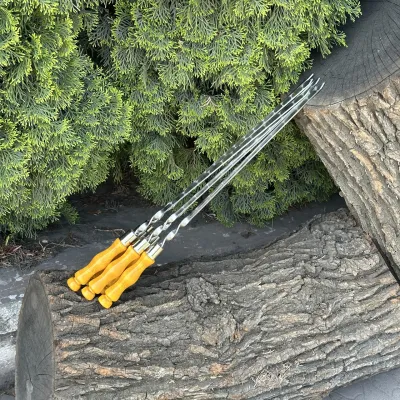 Шампур Mzavod з дерев'яною ручкою 630х12х3мм світлий - 4 Шампур Mzavod з дерев'яною ручкою 630х12х3мм світлий - 4 - Robinzon.ua