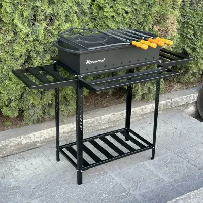 Мангал Mzavod Прометей на 9 шампуров 3мм на дровнице - 4 Мангал Mzavod Прометей на 9 шампуров 3мм на дровнице - 4 - Robinzon.ua