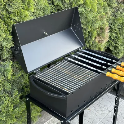 Мангал-барбекю Mzavod Прометей на 9 шампурів 4мм на дровниці - 5 Мангал-барбекю Mzavod Прометей на 9 шампурів 4мм на дровниці - 5 - Robinzon.ua