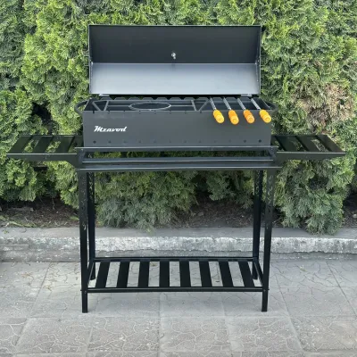 Мангал-барбекю Mzavod Прометей на 12 шампуров 4мм на дровнице - 3 Мангал-барбекю Mzavod Прометей на 12 шампуров 4мм на дровнице - 3 - Robinzon.ua