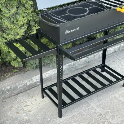 Мангал-барбекю Mzavod Прометей на 12 шампуров 4мм на дровнице - 4 Мангал-барбекю Mzavod Прометей на 12 шампуров 4мм на дровнице - 4 - Robinzon.ua