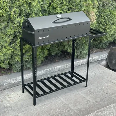 Мангал-барбекю Mzavod Прометей на 12 шампуров 3мм на дровнице - 1 Мангал-барбекю Mzavod Прометей на 12 шампуров 3мм на дровнице - 1 - Robinzon.ua