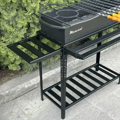 Мангал Mzavod Прометей на 12 шампуров 4мм на дровнице - 4 Мангал Mzavod Прометей на 12 шампуров 4мм на дровнице - 4 - Robinzon.ua