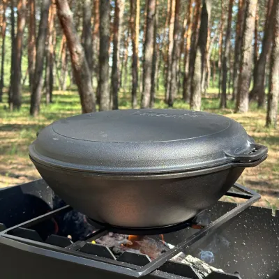 Сковорода WOK-08КС чугунная с крышкой-сковородкой гриль 8л - 5 - Robinzon.ua