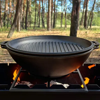 Сковорода WOK-08КС чугунная с крышкой-сковородкой гриль 8л - 6 - Robinzon.ua