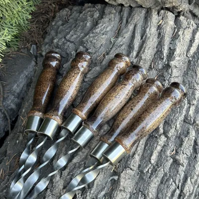 Шампур Mzavod з дерев'яною ручкою 630х12х3мм мармуровий - 5 Шампур Mzavod з дерев'яною ручкою 630х12х3мм мармуровий - 5 - Robinzon.ua