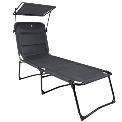 Ліжко розкладне Bo-Camp Sun Lounger With Sunscreen 5 Positions Grey (1304492) - 3 Ліжко розкладне Bo-Camp Sun Lounger With Sunscreen 5 Positions Grey (1304492) - 3 - Robinzon.ua