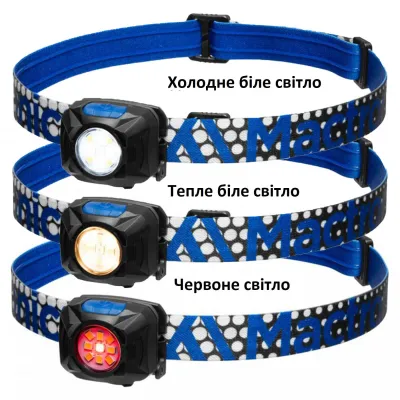 Фонарь налобный Mactronic Rebel (400 Lm) Cool White/Warm White/Red LED USB Rechargeable (AHL0062) - 6 - Robinzon.ua
