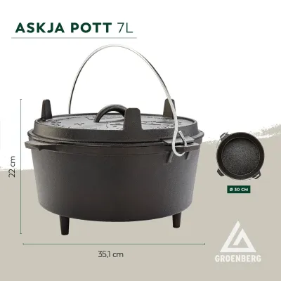 Казан з кришкою Groenberg Askja Pot 30 cm / 7 L Black (266017) - 1 - Robinzon.ua