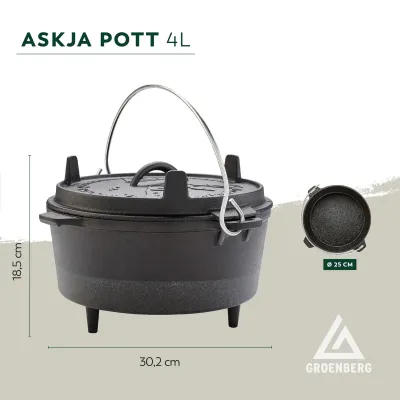 Казан з кришкою Groenberg Askja Pot 25 cm / 4 L Black (266016) - 5 - Robinzon.ua