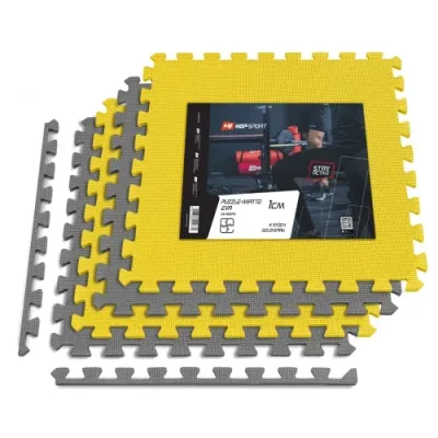 Мат-пазл EVA 1 см - 4 частин Hop-Sport A010 сірий/жовтий - 1 - Robinzon.ua