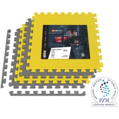 Мат-пазл EVA 1 см - 4 частин Hop-Sport A010 сірий/жовтий - 4 - Robinzon.ua