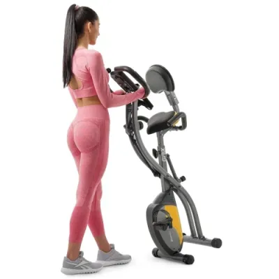 Велотренажер магнитный с эспандерами Hop-Sport X-Bike 3010x черно-желтый - 3 - Robinzon.ua