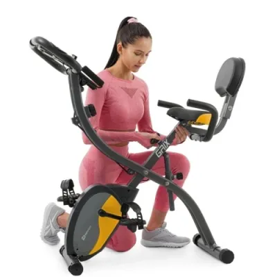 Велотренажер магнитный с эспандерами Hop-Sport X-Bike 3010x черно-желтый - 5 - Robinzon.ua