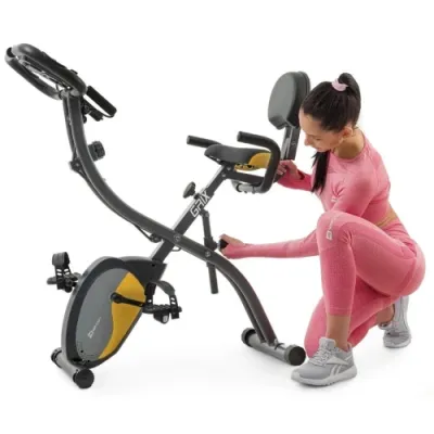 Велотренажер магнитный с эспандерами Hop-Sport X-Bike 3010x черно-желтый - 6 - Robinzon.ua