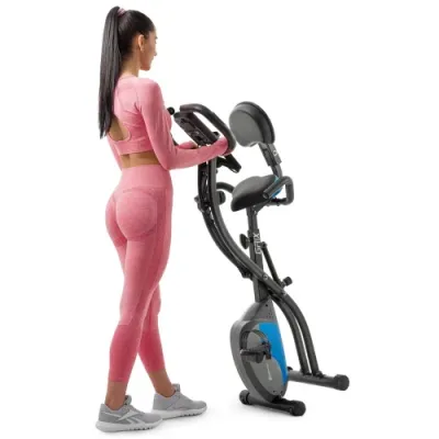 Велотренажер магнитный с эспандерами Hop-Sport X-Bike 3010x черно-синий - 3 - Robinzon.ua