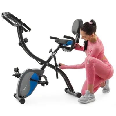 Велотренажер магнитный с эспандерами Hop-Sport X-Bike 3010x черно-синий - 6 - Robinzon.ua