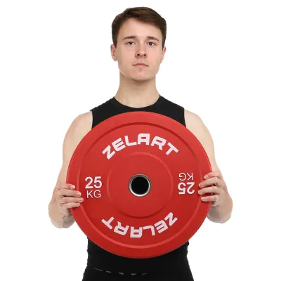 Блин (диск) бамперный для кроссфита резиновый 25 кг d-52мм Zelart-7797-25 - 4 - Robinzon.ua