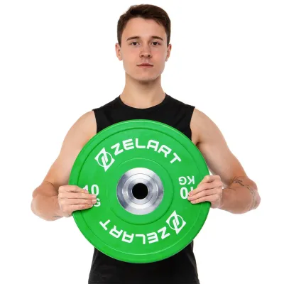 Блин (диск) бамперный для кроссфита резиновый 10 кг d-52мм Zelart-7798-10 - 4 - Robinzon.ua