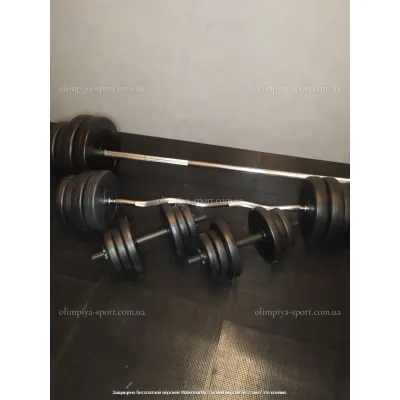 Штанга наборная + W-образный гриф + Гантели 128 кг Гантели, гири, штанги и диски ударопрочный пластик - 2 - Robinzon.ua