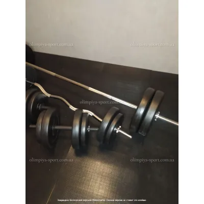 Штанга наборная + W-образный гриф + Гантели 91 кг Гантели, гири, штанги и диски ударопрочный пластик - 5 - Robinzon.ua