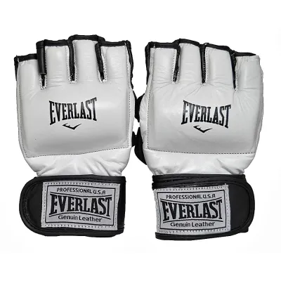 Рукавички для змішаних єдиноборств MMA Everlast шкіра, розмір XL. Білі. Шкіра - 1 - Robinzon.ua