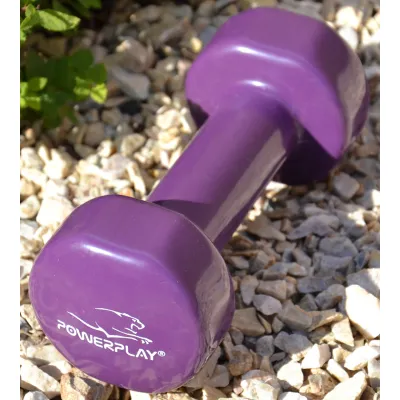Гантель PowerPlay 4125 виниловая 2.5 кг Фиолетовая - 6 - Robinzon.ua