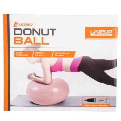 Мяч для фитнеса. Фитбол LiveUP DONUT BALL розовый 45х25см LS3567-p - 2 - Robinzon.ua