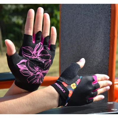 Перчатки для фитнеса и тяжелой атлетики MadMax MFG-770 Flower Power Gloves Black/Pink XS - 6 - Robinzon.ua
