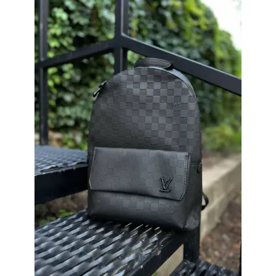 Мужской рюкзак луи витон Louis Vuitton кожаный повседневный черный в шахматку - 1 - Robinzon.ua